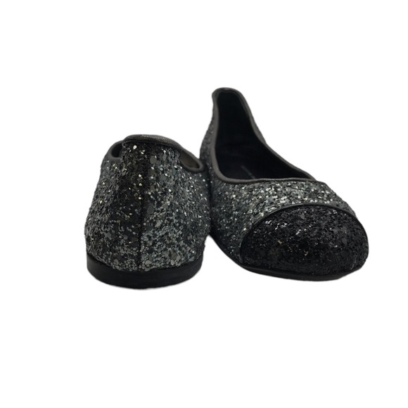 GIUSEPPE ZANOTTI Design Grey Capped Sparkly Silver LEATHER Ballerina Flats 36.5 - Picture 3 of 8